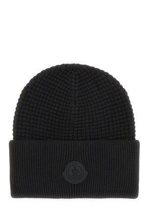 Moncler Black Cotton Beanie Hat