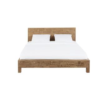 Maisons du monde Cama de madera de mango maciza tallada 160x200 cm