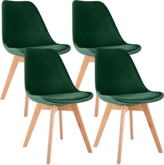 Clp Clp - Set De 4 Sillas De Comedor Linares Verde Terciopelo