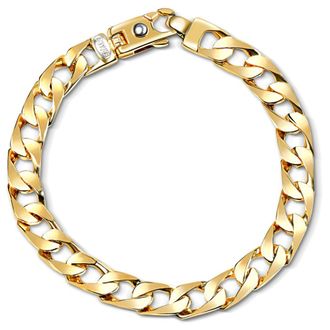 Pompeii3 Mens Cuban 14k Yellow Gold Solid Heavy 9mm Link Bracelet 8.5