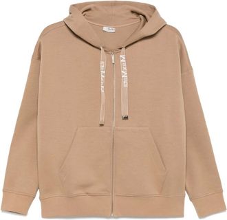 Max Mara Zip-throughs, female, Brown, Size: M Camel Brown Hooded Jacket with Front Zip