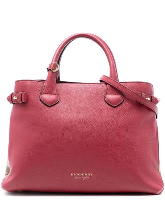 Burberry 2000-2017 Medium Leather and House Check Banner satchel - Red