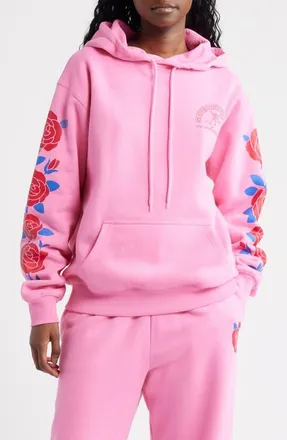 The Mayfair Group Be Kind Floral Sleeve Graphic Hoodie in Pink at Nordstrom, Size Xx-Large