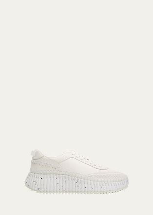 Chlo&eacute; Nama Leather Platform Sneakers