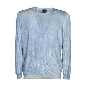 Avant Toi Round-neck Knitwear, male, Blue, Size: XL Avant Toi Sweaters