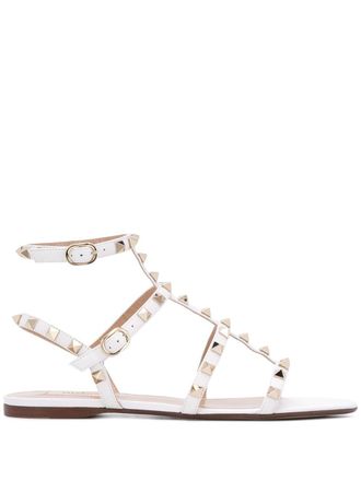 Valentino Garavani Rockstud flat sandals - Neutrals