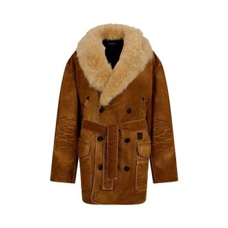 Dsquared2 Carpenter2 Coat - Dames - Mantels - Bruin - Maat: XS Katoen
