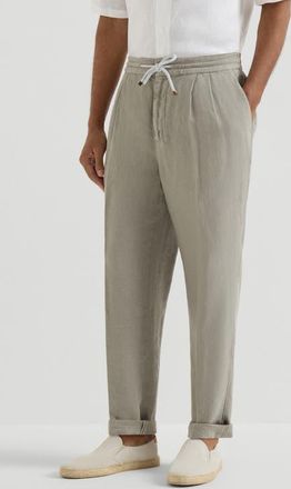 Brunello Cucinelli Trousers with drawstring in Khaki at Nordstrom, Size 58 It