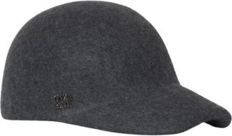 Cinzia Rocca Klassieke Wollen Blend Pet - Heren - Petten - Zwart - ONE Size - Wol - Accessoires
