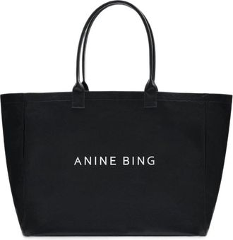 Anine Bing Leo Coated Canvas Tote - Black