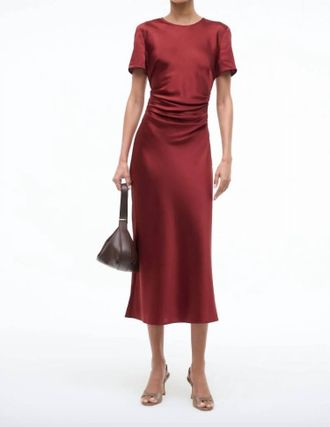 Staud Marcel Silk Dress In Sangria