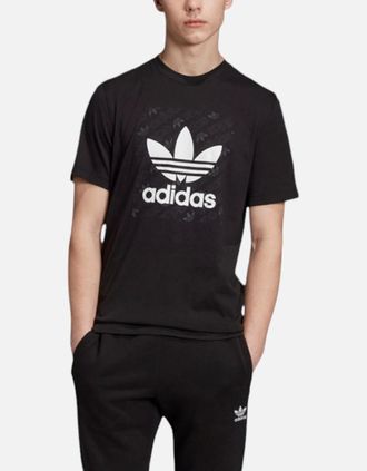 adidas Mens ADIDAS MONOGRAM Mens T Shirts Short Sleeve Summer Crew Neck Casual Cotton Tee - Black - Size: 42