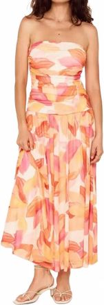 Minkpink Solana Mesh Strapless Dress In Abstract Leaf