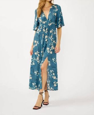 Lovestitch Trailing Blossom Maxi Dress In Blue