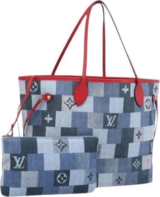 Louis Vuitton Pre-owned Monogram Denim Tote Bag - Dames - Vintage Shopper - Blauw - ONE Size - Denim - Vintage