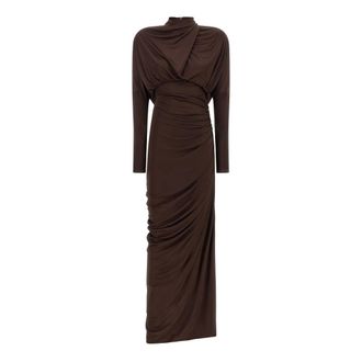 Balmain Abito lungo in jersey fluttuante - - Dresses - Donna - Marrone - S