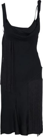 Victoria Beckham Speelse franje mini jurk - Dames - Korte kleedjes - Zwart - 2XS - Kleedjes