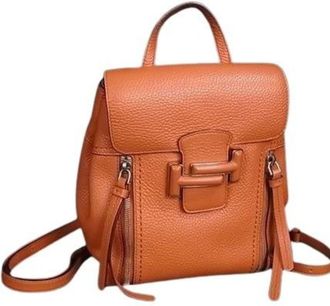 Tod's Orange Leather Backpack (Pre-Owned)