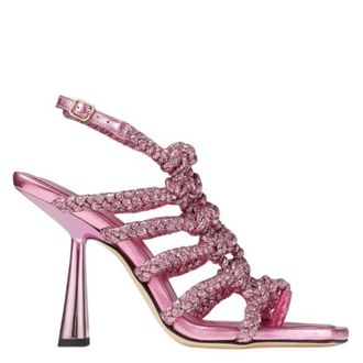 Jimmy Choo London Izobel 100 Metallic Lurex Sandals, Brand Size 34 ( US Size 4 )