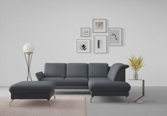 Sit&more Ecksofa »Fashion L-Form« wahlweise mit Kopfteilverstellung, Vorziehsitz, motorisch, Nickelfüsse