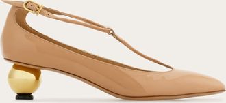 Ferragamo Donna T-strap con tacco a sfera Beige Taglia 35.5