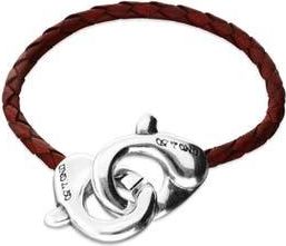 UNOde50 Brown Leather Strap with Interlocking Carabiner Detail in Silver at Nordstrom, Size Medium