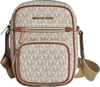 Michael Kors Logo Print Crossbody Tas - Dames - Schoudertassen - Beige - ONE Size - Polyester - Tassen
