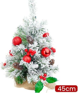Trade Shop Trade Shop - Albero Di Natale Effetto Innevato Dim. 45 Cm Con Decori Rossi Pigne Neve