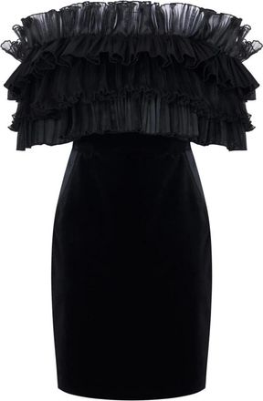 Elisabetta Franchi Jurk van fluweel - Dames - Feestkleedjes - Zwart - M - Organza - Kleedjes