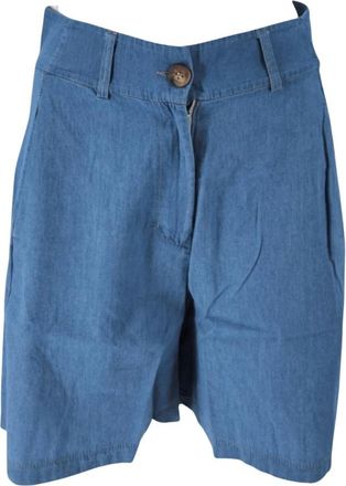 Bomboogie Bermuda effetto chambre - Dames - Denim shorts - Blauw - 2XS - Katoen - Korte Broeken