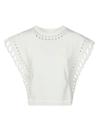 Isabel Marant White Odyle Scalloped Sleeves T-Shirt