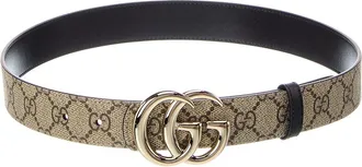 Gucci Gg Marmont Reversible Canvas & Leather Belt