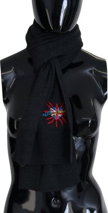 Dolce & Gabbana Womens Black Sacred Heart dgloveslondon Wrap Scarf Wool