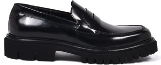 Baldinini Gekreukelde Lederen Loafer - Heren - Loafers - Zwart - 42 1/2 EU - Leer - Schoenen