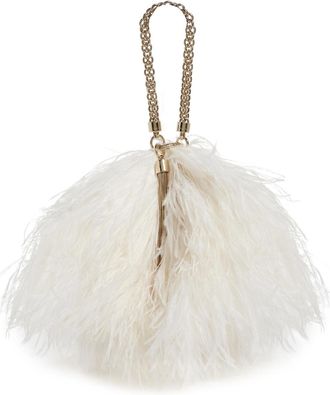Jimmy Choo London White Ostrich Feather Clutch