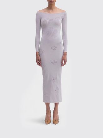 MACCAPANI Monogram Midi Dress in Jersey with Floral Embroidery