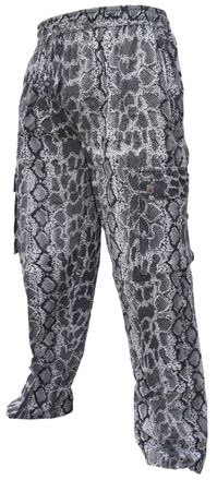 Gheri Snake Printed Cargo Cotton Trousers Black X-Large