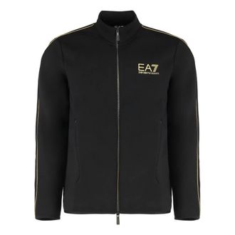 Emporio Armani Zip-throughs, male, Black, M, Gold Label viscose-blend sweatshirt