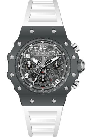 Invicta Racing 69618 Herenhorloge - Quartz Uurwerk - Acryl met Zilveren Wijzerplaat - 40 mm