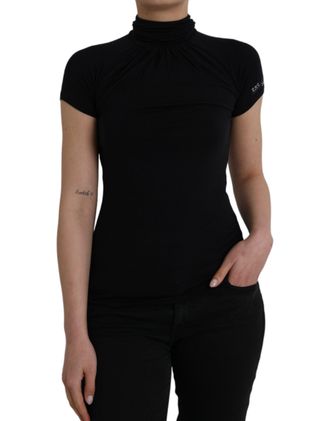 Costume National Turtleneck Viscose Short Sleeve Womens Top