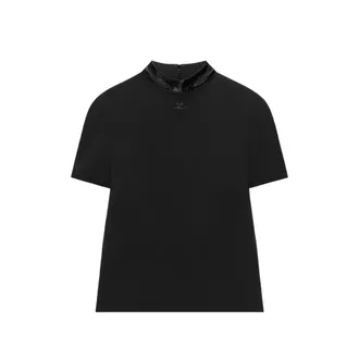 Courr&egrave;ges Vinyl-trimmed High-neck T-shirt