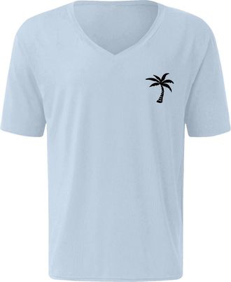 Generic Cool Stuff Under 10 Pounds Summer Tops for Men UK Mens Summer Beach Coconut Print V Neck Short Sleeved T Shirt Smart Casual Dress T Shirts for Men UK 
