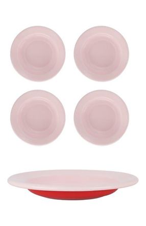 Elifle Two Tone Enamel Dinner Bowl - Set of 4 in Red & Pink at Nordstrom