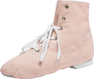 Generic Womens Canvas Dance Shoes Ladies Lace Up Jazz Dancing Shoes Performing Modern Ballet Flat, High Durability, Rubber Heel Split Sole, for Latin Tango Fl