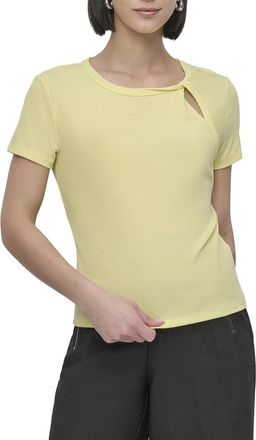 DKNY Dkny Twist Neck Rib Knit Top