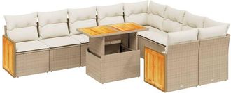 vidaXL Juego De Sof&aacute;s Jard&iacute;n Con Cojines Beige 10 Pzas Rat&aacute;n Sint&eacute;tico Vidaxl