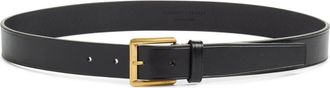 Saint Laurent New Line Buckle Leather Belt in Black at Nordstrom, Size 100