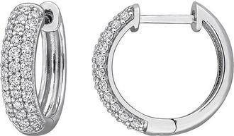 Rina Limor Silver 0.54 Ct. Tw. Created White Moissanite Hoop Earrings