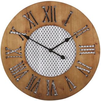 Beliani Reloj De Pared Madera Oscura Redondo &Oslash; 60 Cm Hecho A Mano Con Forma De Diamante Cuilco