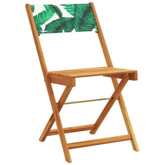 Berkfield Home Beautiful 3 Piece Bistro Set Leaf Pattern Fabric & Solid Wood in Tan